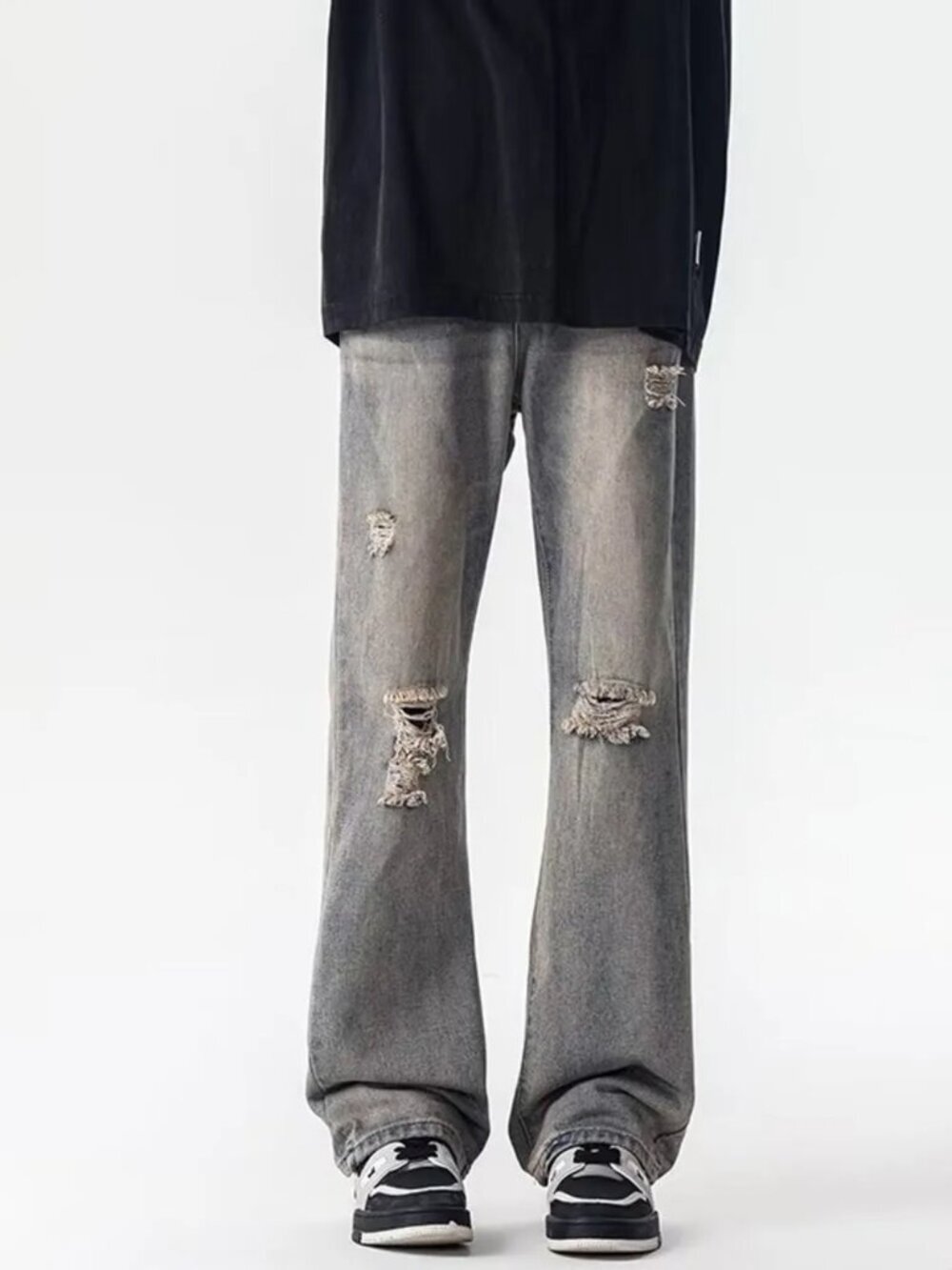 Men's Full Size Distressed Loose Fit Jeans Plus Size